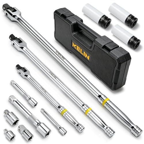 KELIN 12PCS Breaker Bar Set 3/8 1/2 1/4 Drive Socket Wrench