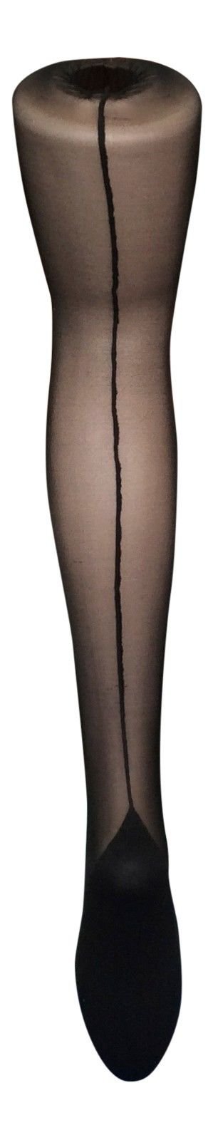 Mytoptrendz Women's Black With Black Seam ® Sheer French Heel Back Seamed Tights Black - Large