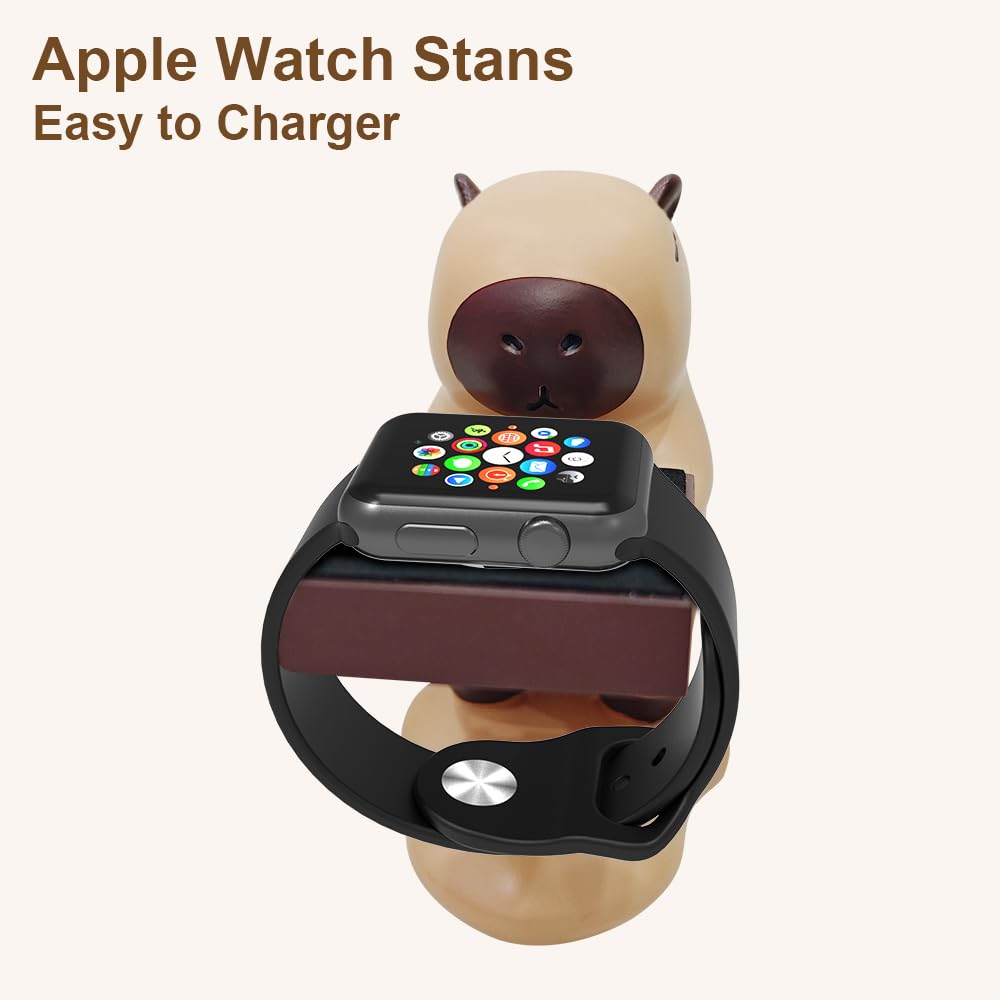 Soporte de cargador para Apple Watch, soporte de cargador compatible con Apple Watch Series Ultra2/Ultra/10/9/8/SE2/7/6/SE/5/4/3/2/1 (49/46/45/44/42/41/40/38 mm), bonito soporte de carga Capybara