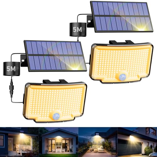 nipify 2 Pack Solar Security Lights Outdoor Motion Sensor, 3 Mode Solar Lights Pir Wall Outdoor IP65 Waterproof, Solar Flood Lights for Garden Yard