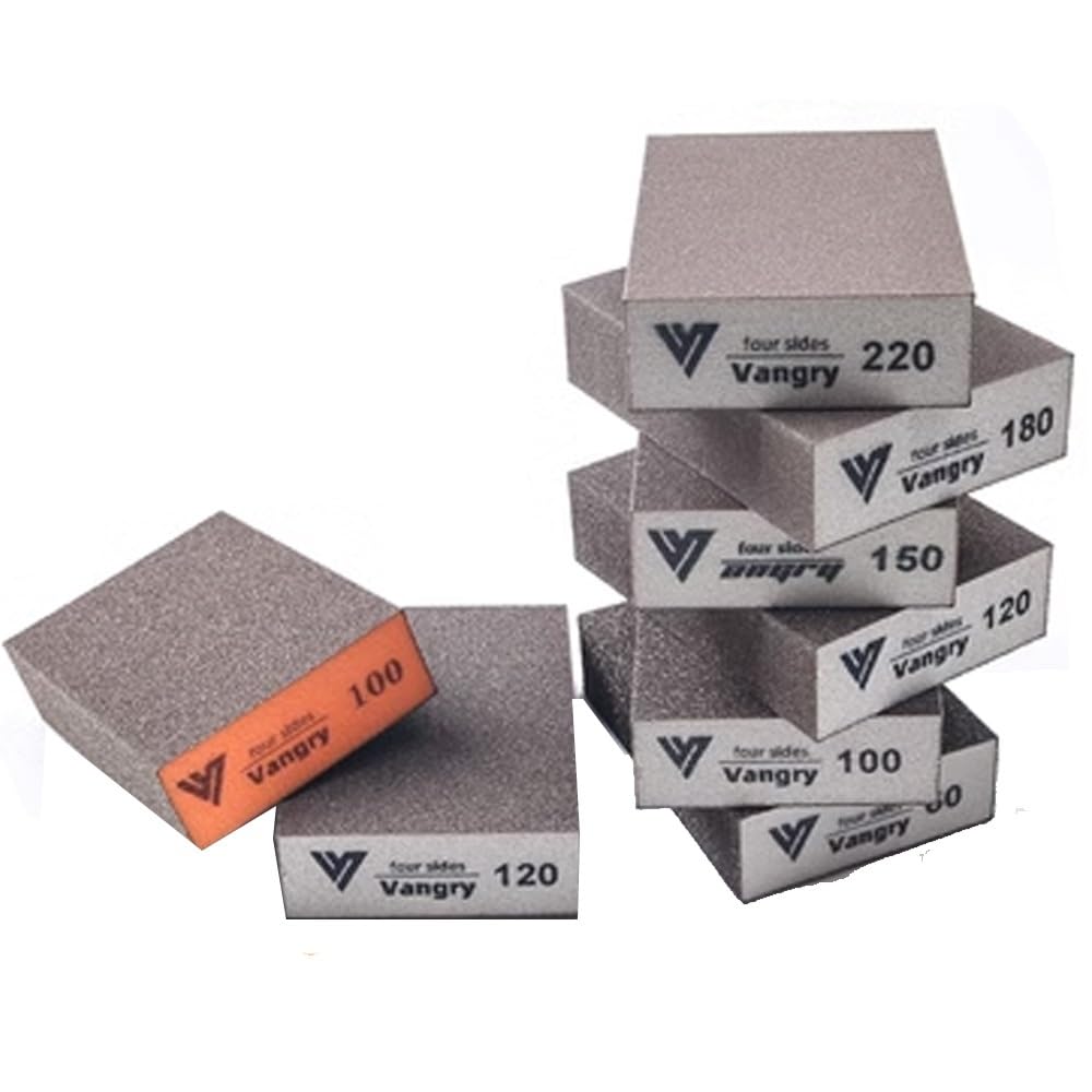 Spugne abrasive, Sabbia ad angolo. Blocco da 10 pezzi Wet Dry grana 60/100/120 lavabile riutilizzabile