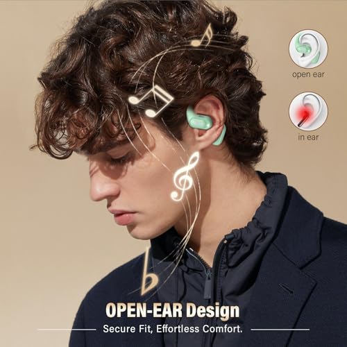 Image of Open Ear Headphones, Bluetooth 5.4 Headphones Sports, Premium Sound with HD Mic Wireless Earbuds, 48H Playtime LED Power Display Ear Buds, IPX7 Lightweight Comfort Earphones for Running Working, Green
