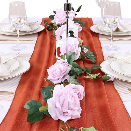Terracottachiffontablerunner30x120inchesromanticchiffontablerunnerforweddingdecorationsbabyshowerandbirthdaypartychristmascaketabledecorations Urban Country Home Decor Terracotta chiffon table runner 30 x 120 inches romantic chiffon table runner for wedding decorations baby shower and birthday party christmas cake table decorations urban country home decor