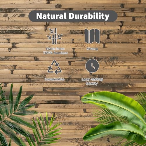Image of Art3d 48 x 96 in Pole Wrap Natural Bamboo Wall Panel, 1-Pack, Dark Burned