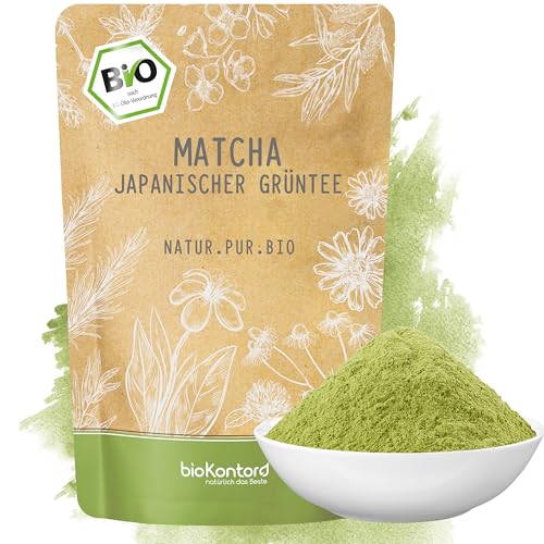 bioKontor – Bio Matcha Pulver 100g – Matcha Tee aus Japan – Grünteepulver fein gemahlen – Matcha für Tee, Latte & Smoothies – japanischer Matcha vielseitig verwendbar