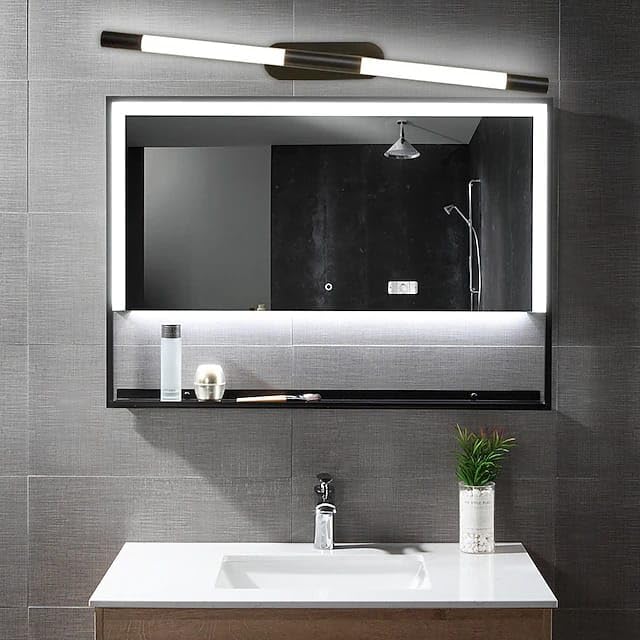 Image of Glowave Modern Black 600mm Metal LED Linear Wall Light Home Decor Modern Long Strip Wall Lamp Long Tube Wall Light - Tricolour | (068 /BK 600mm)