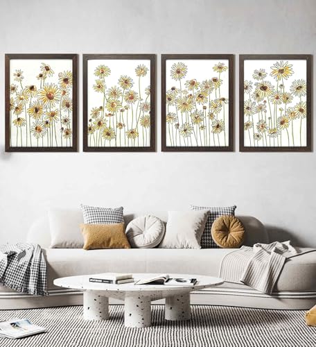 Impression d'art mural plantes botaniques et affiche jaune pour cadre moderne
