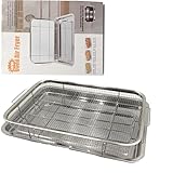 Air Fryer Basket for Oven, 15.7'x11.6' Extra Large Stainless Steel Oven Air Fryer Tray & Rack with 360° Heating, Non-Stick Mesh Pan for Baking, Broiling, Draining - Includes 30 Oil-Absorbent Papers