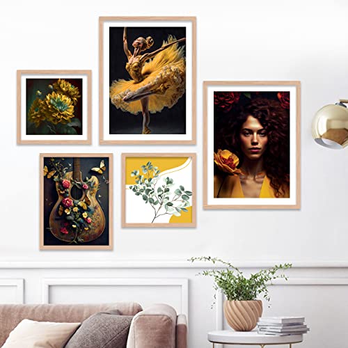Image of kotart Set of 5 Framed Paintings for Wall Decoration - Bedroom and Living Room Wall Posters - Big Size Gallery Wall Hangings - Decor 01