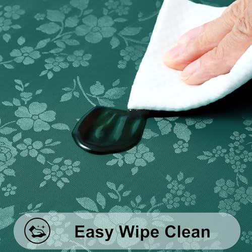 Image of Smiry Rectangle Table Cloth, Waterproof Heavy Duty Vinyl Tablecloths, Wipeable Washable Table Cover for Kitchen and Dining Room (Green, 60 inch X 120 inch)