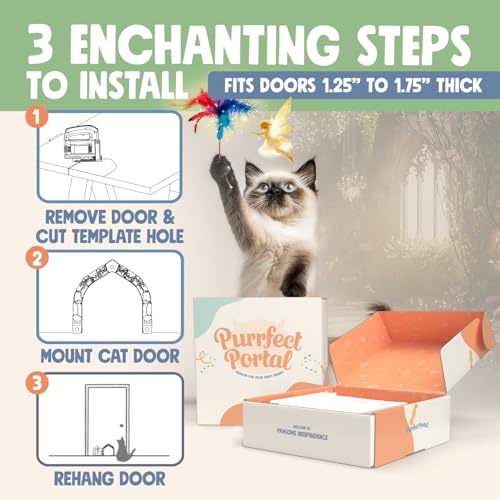 Fairy™ Porta interior para animais de estimação – Porta grande para gatos de até 9 kg, porta interna