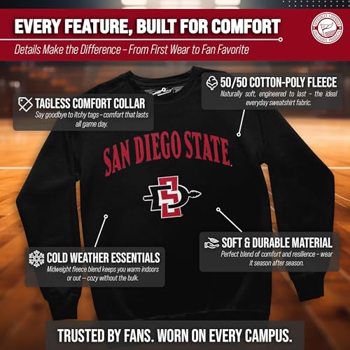 Image of NCAA College Sweatshirt Fleece Crewneck Pullover for Men and Women | Officially licensed NCAA college gameday crewneck pullover - 9 oz fleece lined sweatshirt with arch and logo design