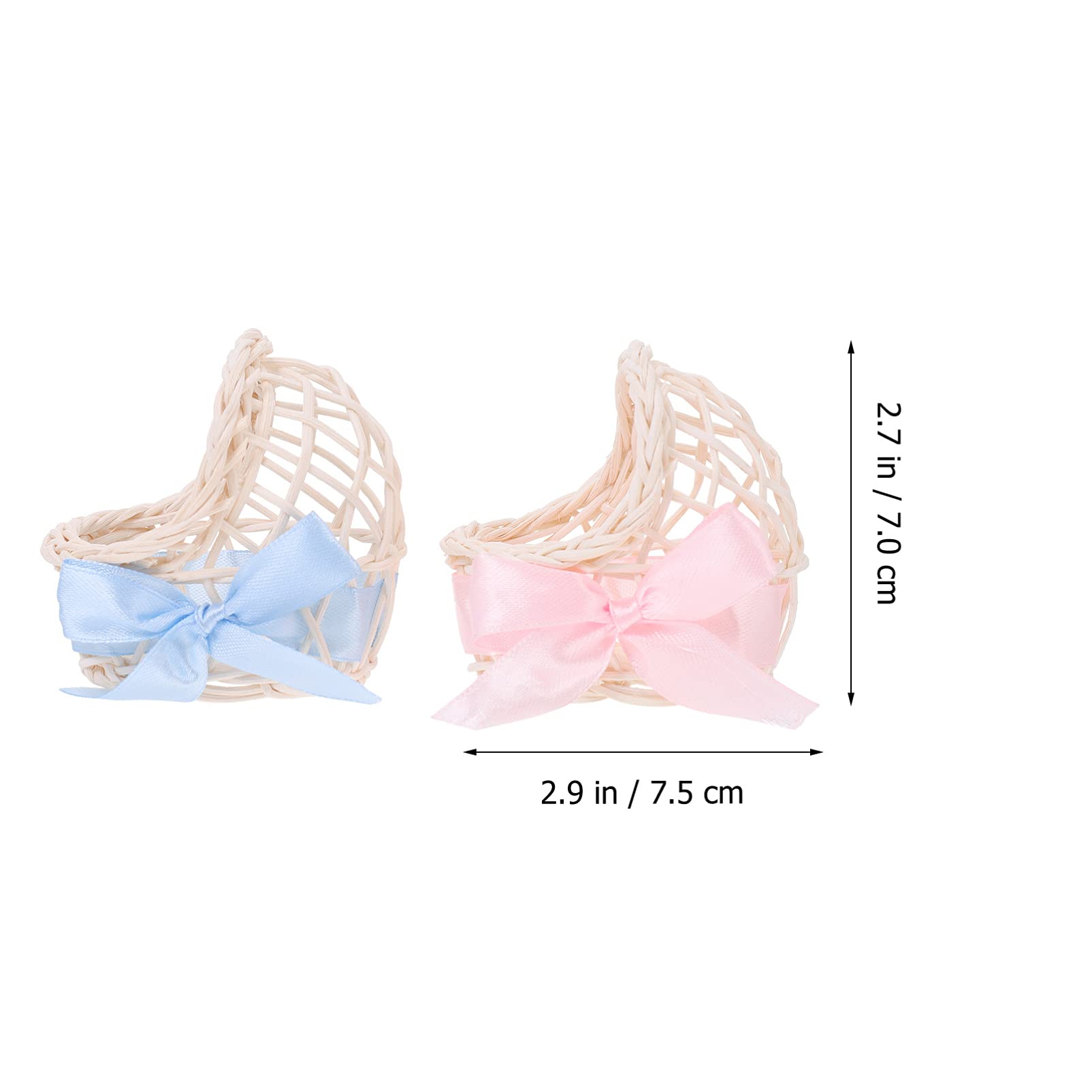 Housoutil 6Pcs Mini Woven Baskets Farmhouse Ribbon Bow Small Basket Wedding Candy Baskets Flower Basket Plant Pot Storage Bins for Wedding Party Favors Ornaments Crafts