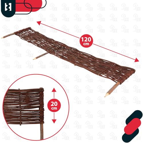 KOTARBAU® Beetbegrenzung Weidenzaun 120 x 20 cm Zaun Beeteinfassung Beet Beetumrandung Steckzaun Rasenkante Weide Beeteinfassung Gartenzaun Zum Stecken Flexible Weidengeflecht