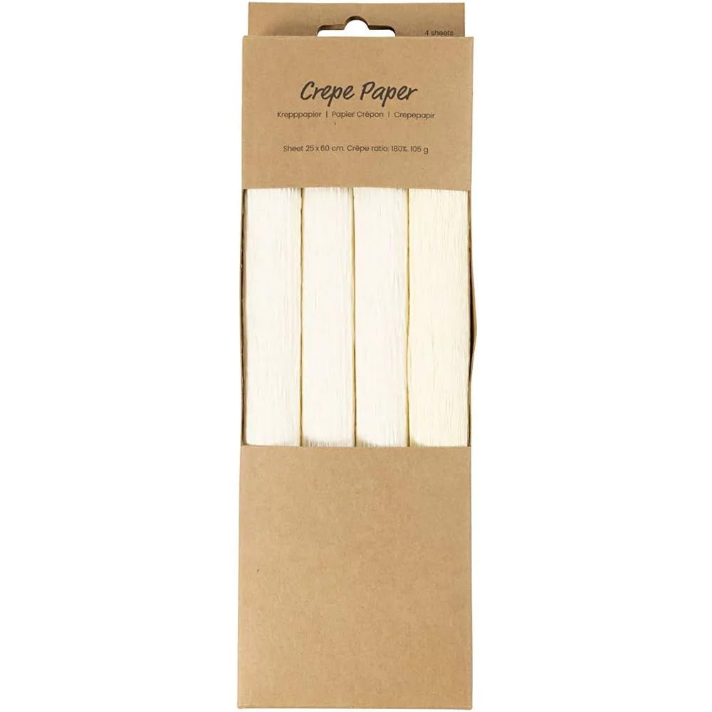 Crafty Capers Natural White | 4 Rolls | Crepe For Paper Flower Making Crafts | 25 X 60Cm