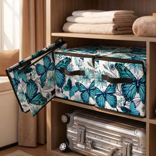 Image of Stackable Clothes Storage Bins with Lids 3 Pack | Closet Organizers, Fabric Box, For Blanket Clothes, Under Bed Storage Containers