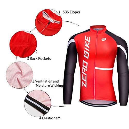 image for ZEROBIKE Men's Soft Long Sleeve Breathable Bicycle Cycling Jersey Poly