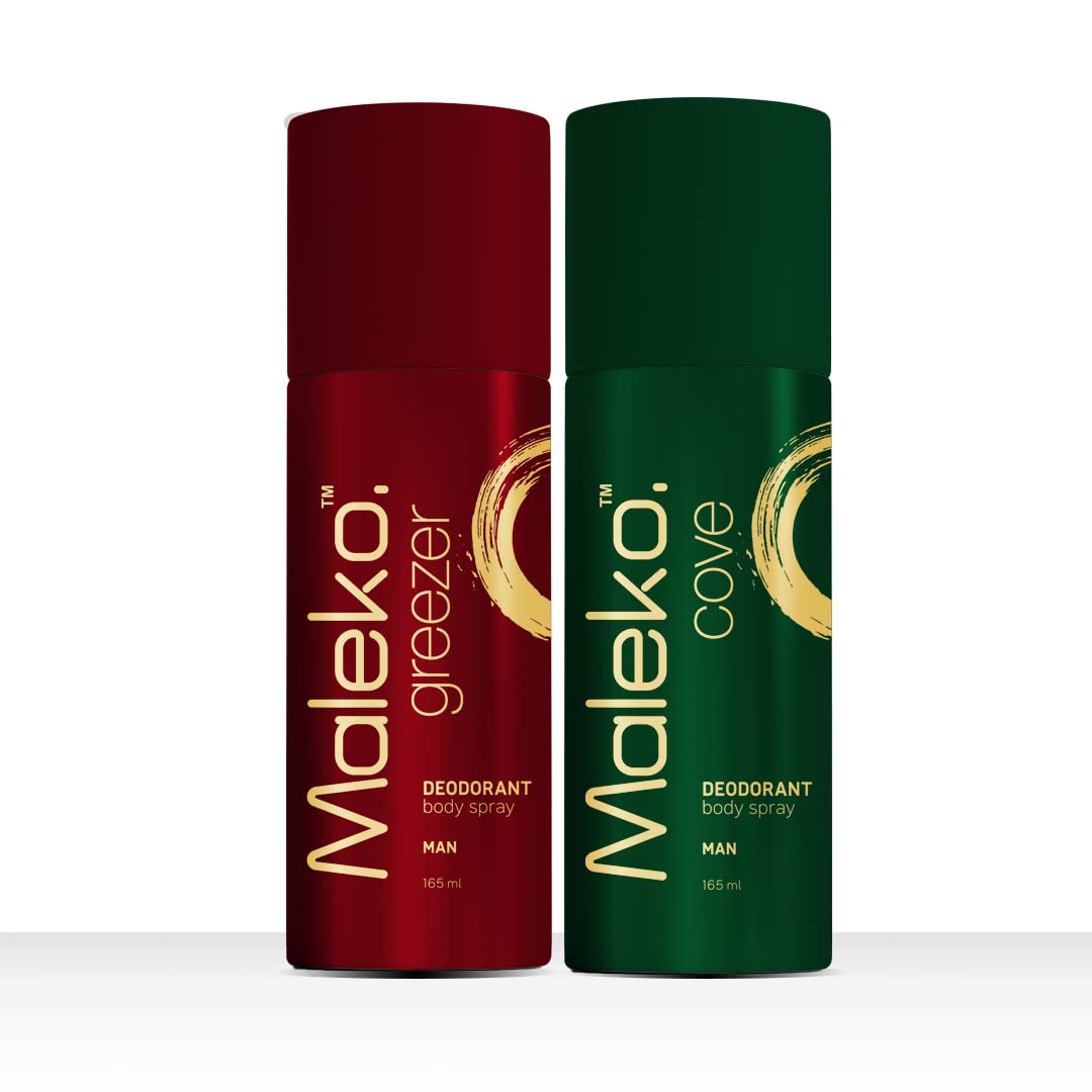 Maleko Grezzer + Cove Deodorant for Men | Long Lasting Body Spray | Pack of 2 | 165ml Each
