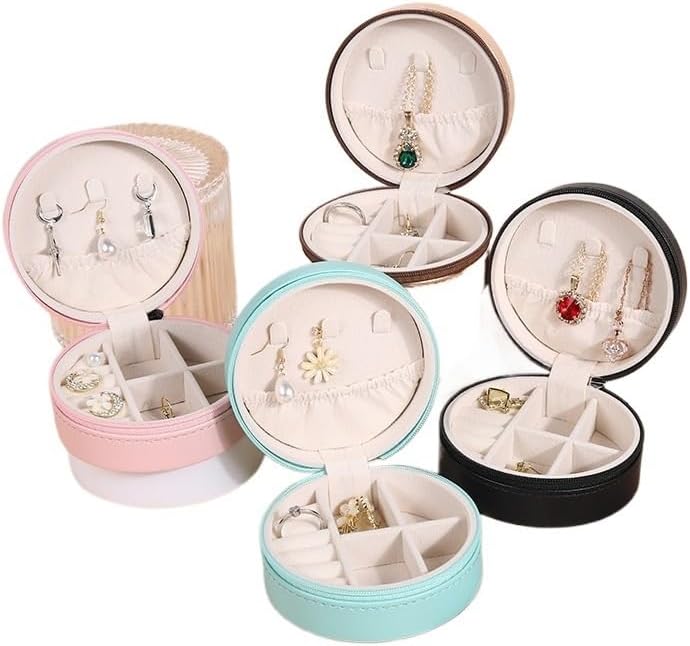 Miniatura 5 de jewelry box Caja De Almacenamiento De Joyas Portátil, Organizador De Viaje, Estuche De Joyería, Almacenamiento De Cuero, Pendientes, Collar, Anillo,