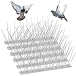 17.5 Feet Bird Spikes for Small Birds Pigeons Crows Woodpeckers, Bird Deterrent Devices Outdoor with Stainless Steel Base, 16 Packs Durable Bird Repellent Spikes Fence Kit(5.5M)