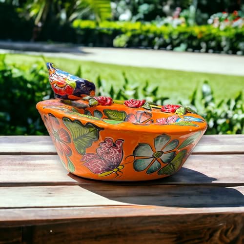 Artisanal Talavera Bird Bath Handcrafted Mexican Ceramic