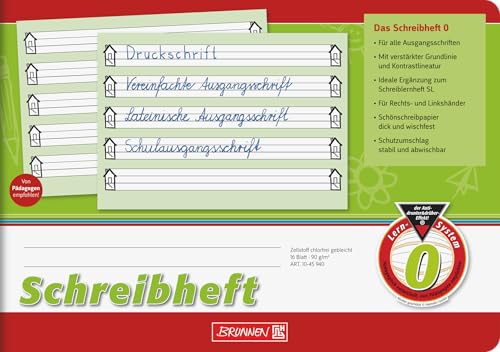 BRUNNEN Schreibheft | A5 quer Lineatur 0 16 Blatt grün