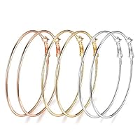 Algopix Similar Product 15 - 3 Pairs Big Hoop Earrings 60mm