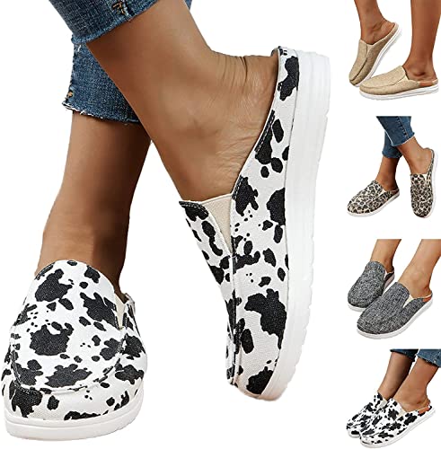 TTEDOYE Flache Sommerschuhe für Damen, lässiger Canvas-Sneaker, zum Reinschlüpfen, niedrige Schuhe, leichte Outdoor-Wanderschuhe (Farbe: Weiß, Größe: 37 EU) Cover