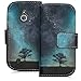 kwmobile Wallet Case Compatible with Nokia 3310 3G 2017 / 4G 2018 - Case Faux Leather Cover - Cosmic Nature Blue/Grey/Black