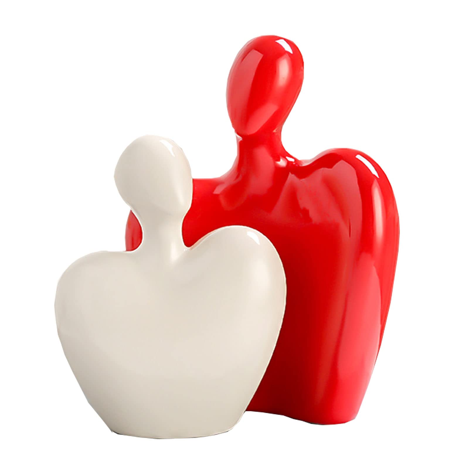 WANLIAN Figure Statues Decorative Couple Figurines Home Decor for Living Room, Love Decorations for Bookshelf Decor Shelf Decor, Romantic Statue Wedding Gift (White&Red)