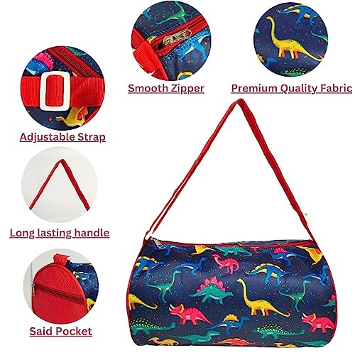 ANNACREATIONS Fancy Cute Dinosaur Duffel Bag Travel Gym Sports Gymnastics Dance Classes for Girls Pack of 1 Pc (Blue) - Image 5