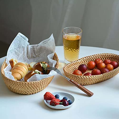 Fuukou Bread Basket Wicker Storage Basket - Small Woven Basket,Small Wicker Basket,Bread Baskets For Serving,Rattan Basket For Bread,100% Natural Rattan,100% Handmade,1 Pc #TOP3