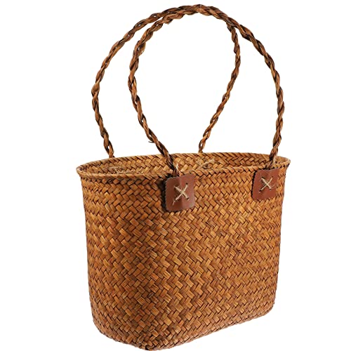 Cabilock Handheld Woven Basket Handle Large Capacity Picnic Basket for Fruits and Vegetables Natural Material for Outdoor Parties and Storage - Image 4