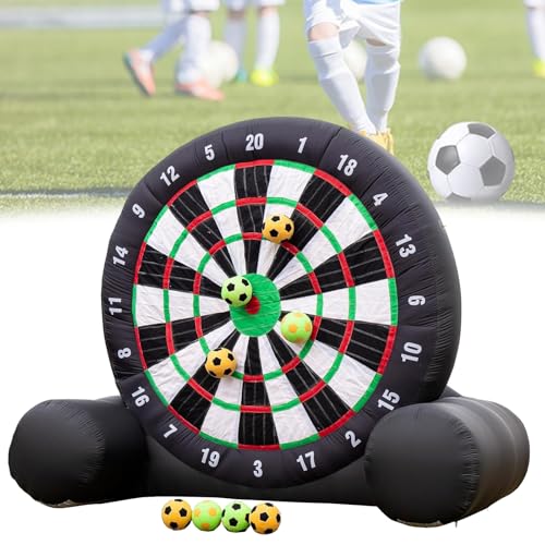 VFMVOYNZ Aufblasbare Fußball-Dartscheibe, 3 m hoch, Dart-Kick-Tor-Spiel mit 8 Klebebällen und Gebläse für Outdoor-Sportspiele, tragbares Fußball-Trainingsgerät für Erwachsene und Kinder