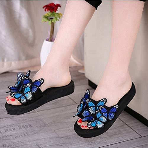 Image of MIOKE Summer Flat Slide Sandals For Womens Butterfly Platform Low Heel Comfy Nonslip Casual Beach Sandals