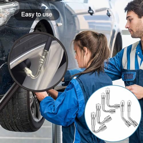 Image of 6 PCS 45 Degree 90 Degree 135 Degree Metal Valve Stem Extenders, Dually Universal Valve Stem Extensions for Wheels Passenger Cars RV Stroller Bicycles Motorcycles Trailer (Silver)