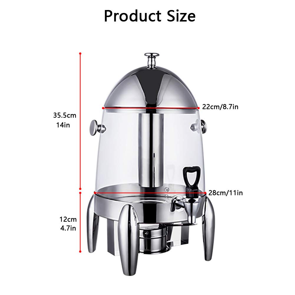 distributore d'Acqua, Dispenser for Bevande Calde e Fredde da 12 Litri con Corpo Contenitore in PC, urna for caffè Chafer in Acciaio Inossidabile Resistente Cilindro for Ghiaccio