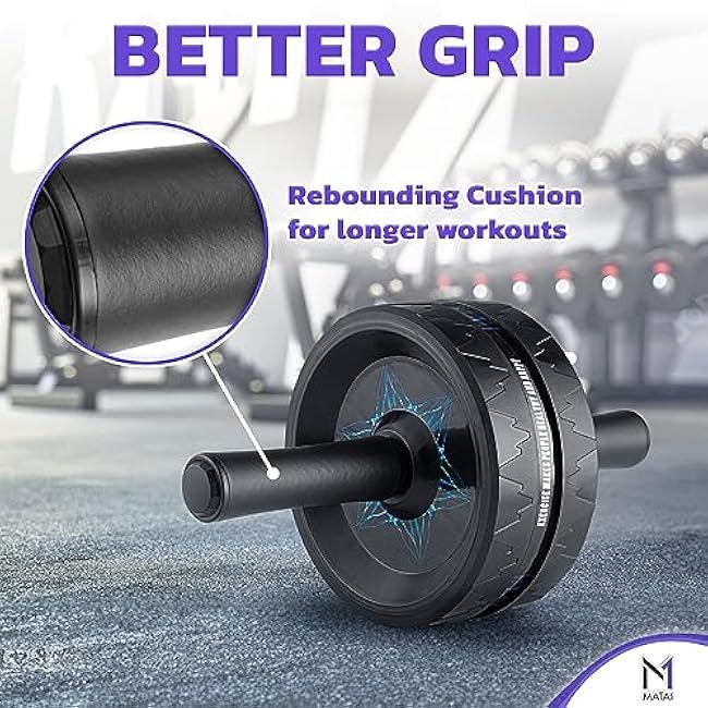 Ab Roller Wheel, Abs Workout Machine, Perfect for Core & Abdominal Strength Training, Exercise Wheels for Home Gym w/Knee Pad, Fitness Equipment for Sports