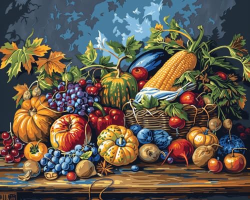 Image of Moohue DIY Counted Stamped Cross Stitch Kits for Adults 14 Count Cross Stitch Patterns Fruits Printed Cross Stitch Kits for Adults (Fruits Vegetables)