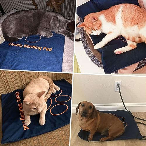 Enjoying Haustiere Wärmematte Hundematte, 60 x 45 cm Katzendecke, 7 Stufen Einstellbare Temperatur, Hunde-Heizkissen, Blau