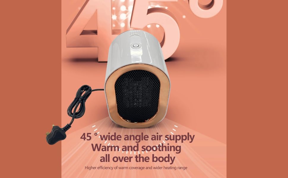 Miniatura 6 de ME JO Calentador eléctrico portátil de 1200 W - Calentador personal compacto enchufe del Reino Unido  Mini calentador de cerámica de calentamiento