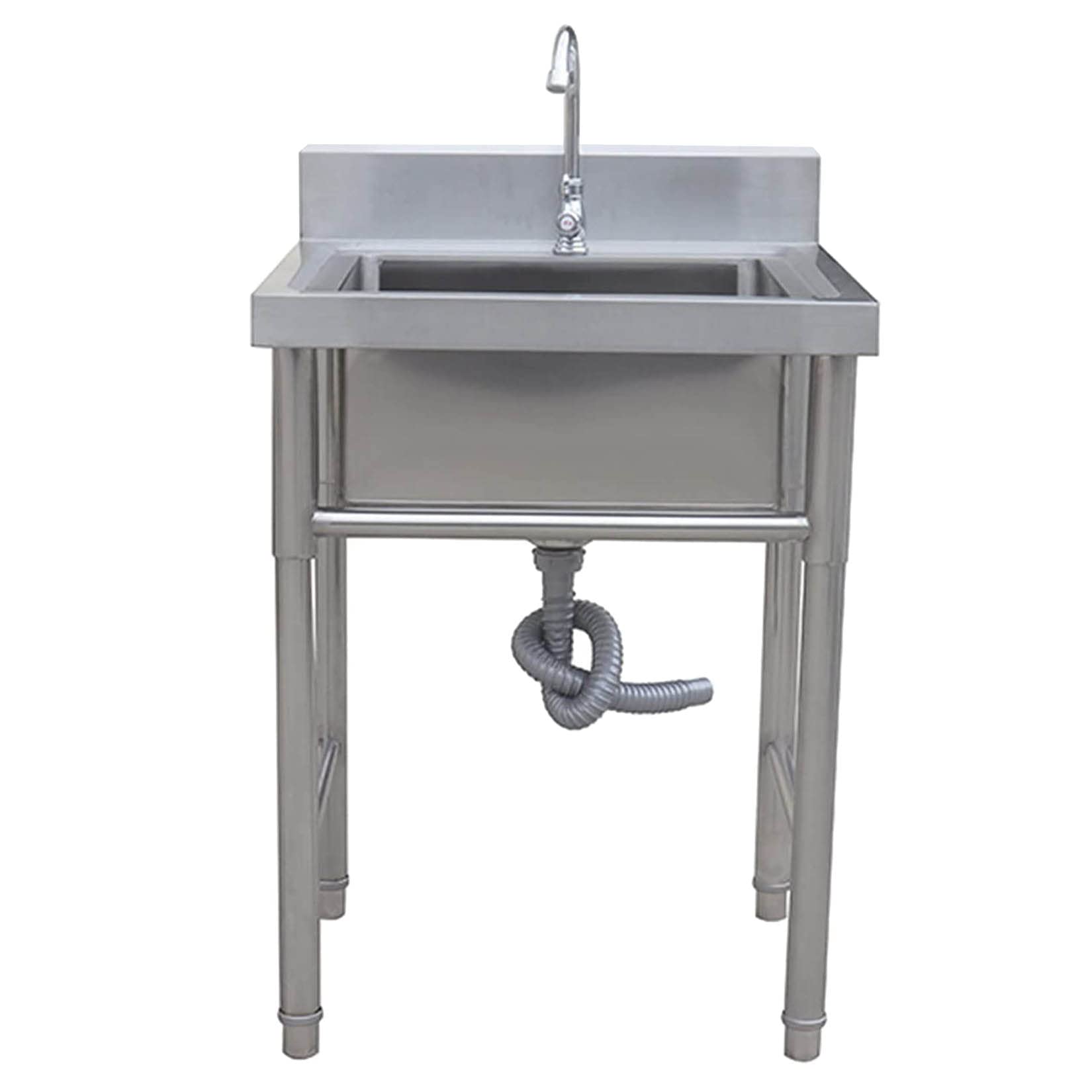 HCZKIUJY Kitchen Utility Sink,Single Bowl Kitchen Sink Bowl, Commercial 304 Stainless Steel with Faucet, Freestanding Utility Sinks for Restaurant,Laundry Room, Garage, Outdoor (19.6x19.6x31.4in)