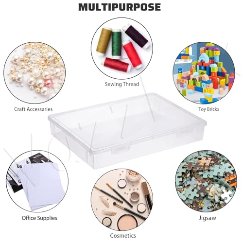 Image of VazzLox A4 Clear File Storage Box (Pack of 2) Premium Plastic Box for Storage Lockable Document Storage Box A4 Paper Storage Boxes Organiser with Lid for Papers File Folders Certificates & Stationery