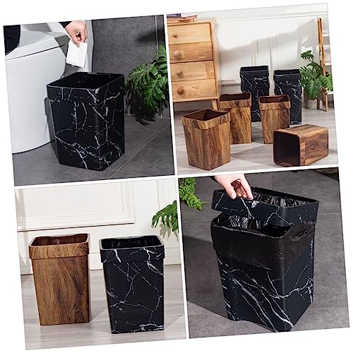Image of Marble Trash Can Bathroom Trash Can Garbage Can Farmhouse Trash Square Waste Bin Trash Basket Black Bins Counter Trash Can Trash Bin Plastic Container Office Outdoor, 25.5X18.8CM
