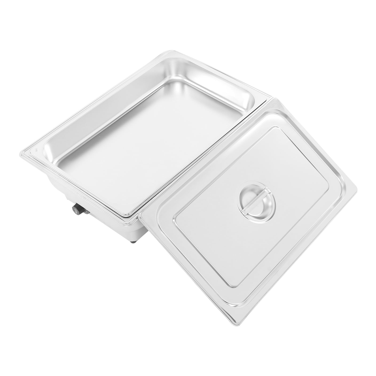 Chafing Dish elettrico in acciaio inox, 13,5 l, con regolatore di temperatura, 600 W, scaldavivande fino a 85 °C, serbatoio elettrico per buffet catering party (1 vano, 13,5 L)