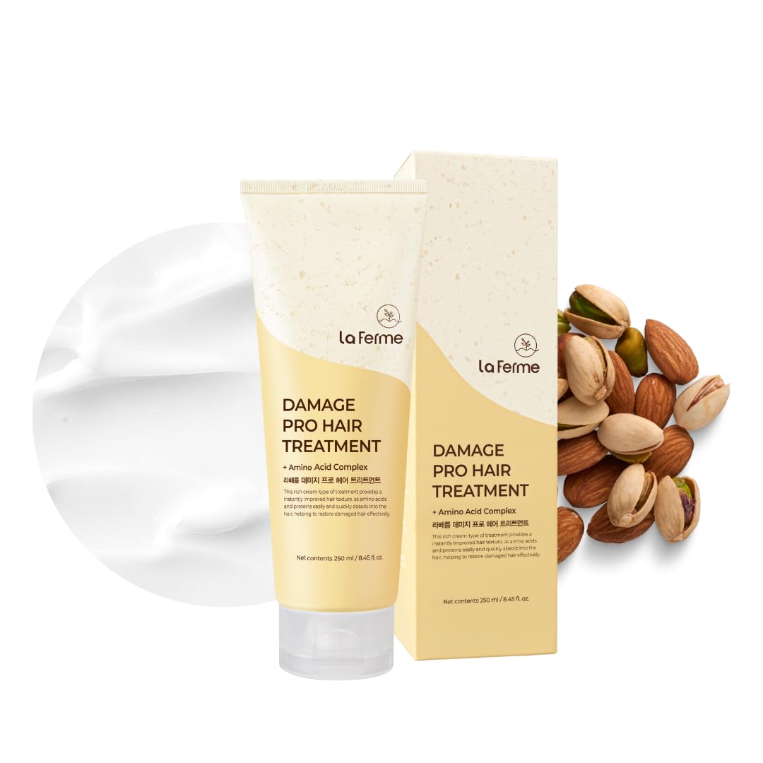 laferme Damage Pro Hair Treatment with Organic ingredient, Provide Nutrition, Soften & Moisturize hair, Sulfate & Paraben free, for Women & Men, 8.45 Fl Oz, Pear & Freesia