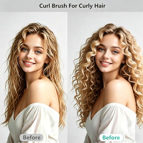 Image of Curl Defining Hair Brush: Vented Wide-Tooth Brush with Soft Bristles Effortless Curls & Smooth Waves Pain-Free Detangling for Women Bonus Bonnet Included (Black)