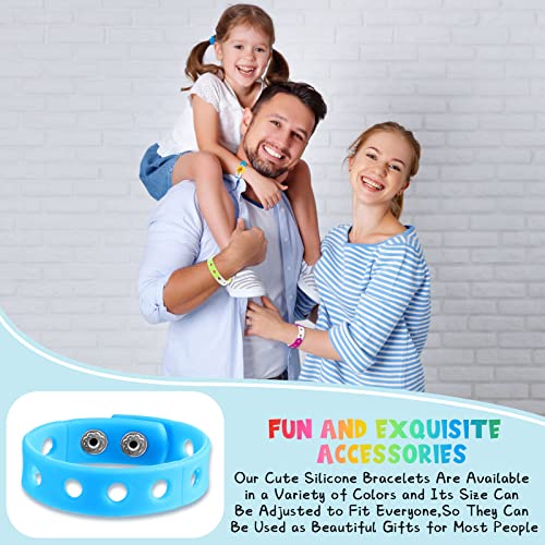 Image of MTLEE 36 Pieces Silicone Charm Bracelet Wristbands Adjustable Cute Kids Bracelets for Boys and Girls Swimming Identify Shoe Charms Birthday Presents, 12 Colors (Stylish Color, 8 Inch)