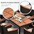 Tangkula 10 Piece Patio Rattan Dining Set with 15Ft Double-Sided Umbrella, Outdoor Heavy Duty Acacia Wood Table and Stackable Wicker Chairs Set, Umbrella with Weighted Base