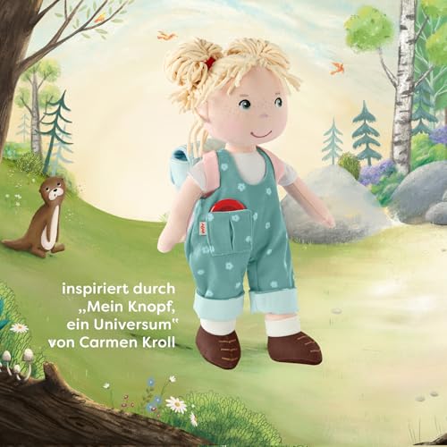 HABA Carmushka Puppe Tilli – 30 cm Stoffpuppe für Kleinkinder – weich, waschbar & leicht anziehbar – ab 18 Monaten – bekannt aus „Mein Knopf, EIN Universum“ – 2013203001